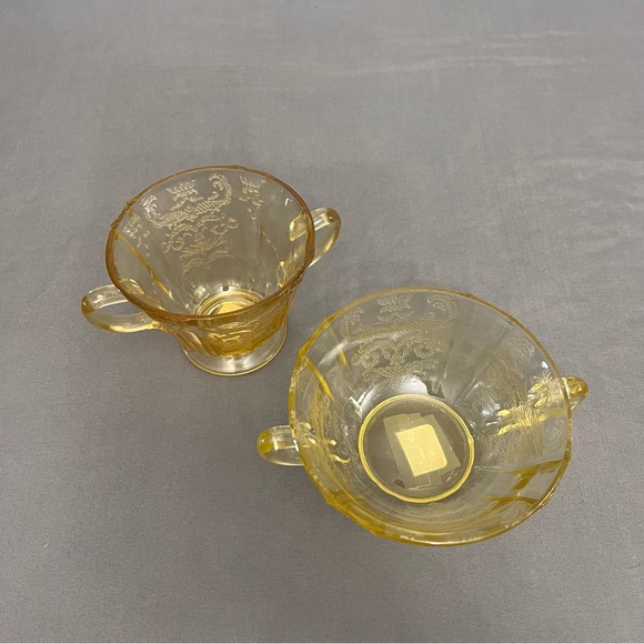 VTG Federal Glass Madrid Pattern Yellow Depression Glass Open Sugar Dishes - Picture 7 of 11